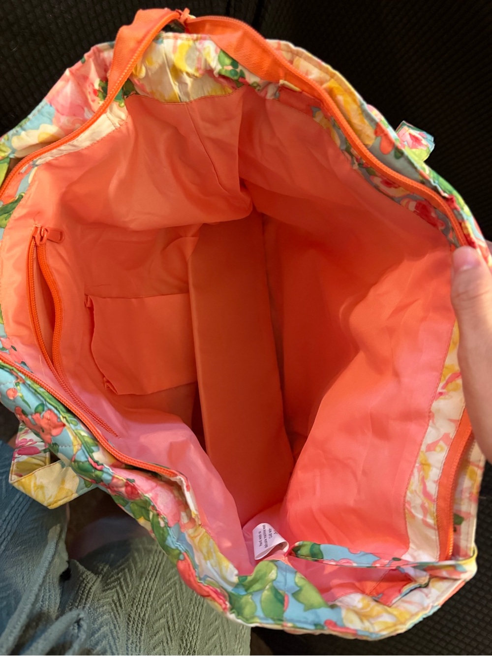 Waverly Floral Quilted Tote in Green, Pink, Yellow - Picture 4 of 5